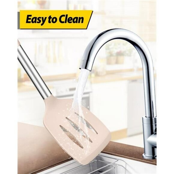 Silicone Cooking Utensils Set Heat Resistant Spatulas Slotted Spoons for Kitchen - Picture 5 of 7